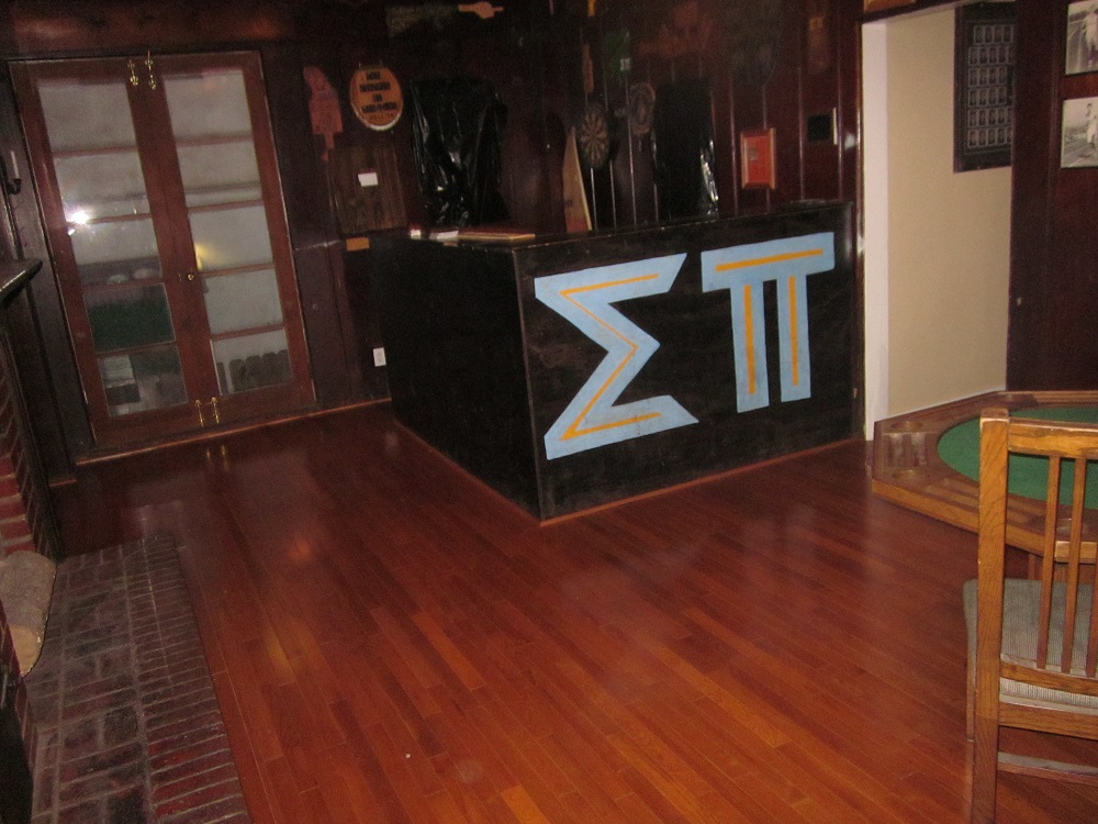 New hardwood flooring inside the Upsilon chapter house