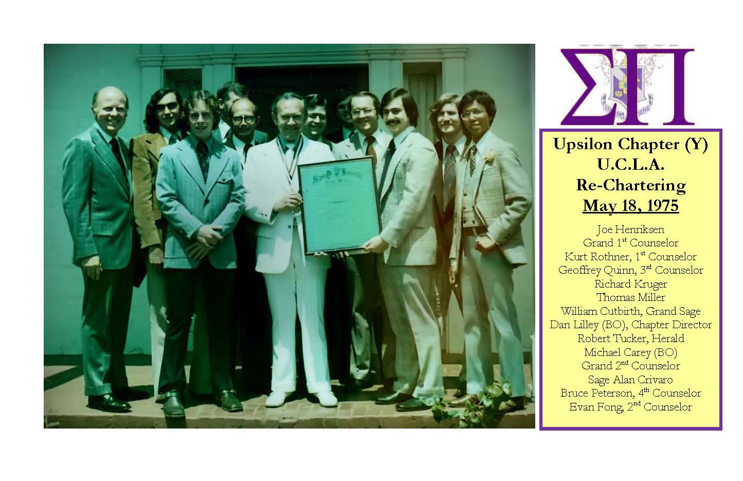 1975 Re-Chartering of Upsilon Chapter
