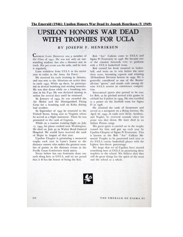 Sigma Pi Emerald 1946 — WWII Dead Honored cover