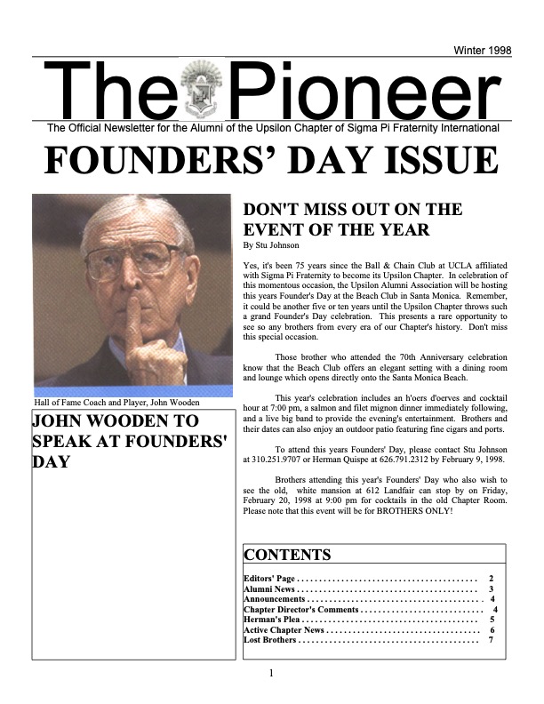 Pioneer Winter 1998 cover
