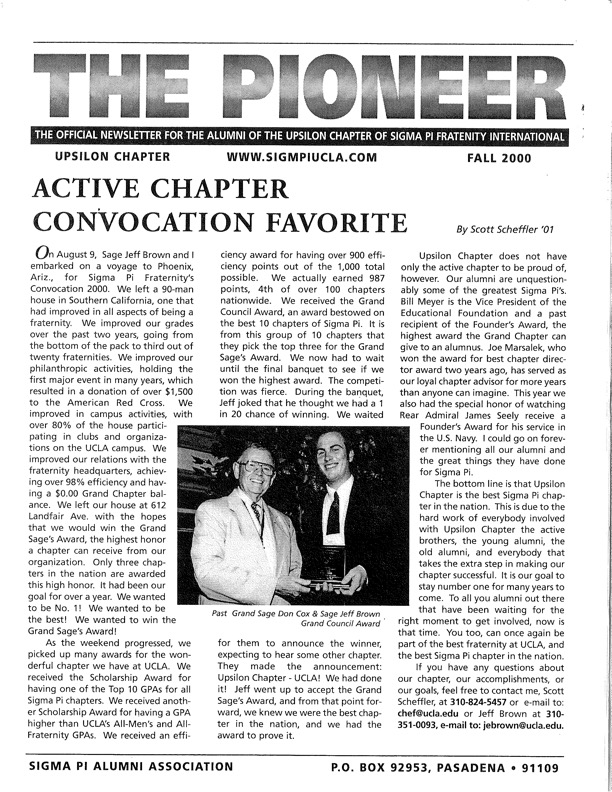 Pioneer Fall 2000 cover