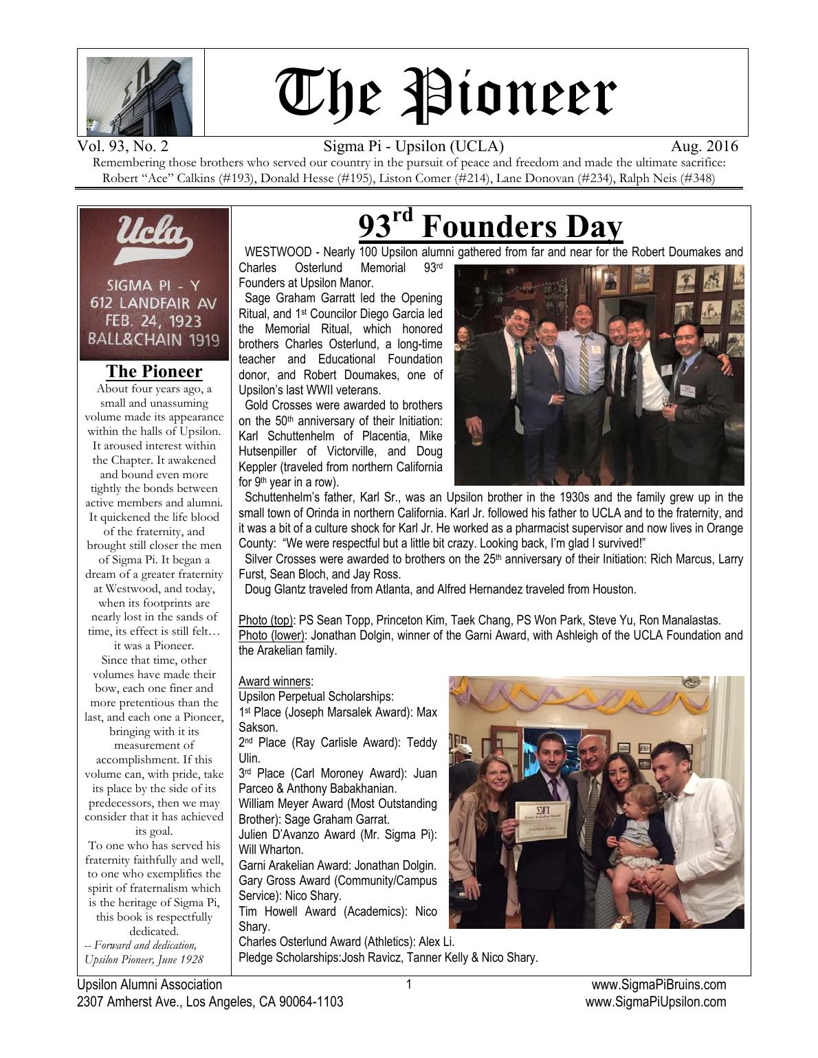 Pioneer Summer 2016 cover