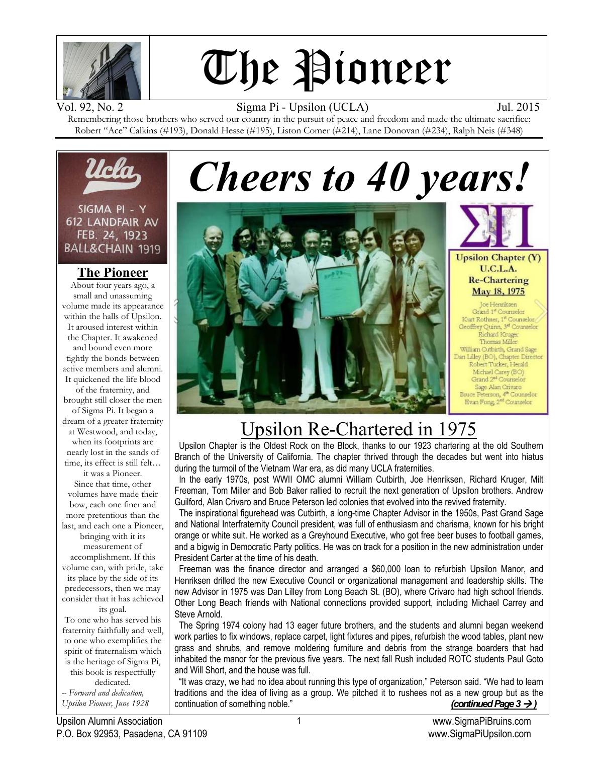 Pioneer Summer 2015 cover